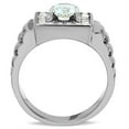 thumbnail image 3 of Mens Ring Silver Round Cut Squared Stainless Steel Ring with Top Grade Crystal in Clear, 3 of 7