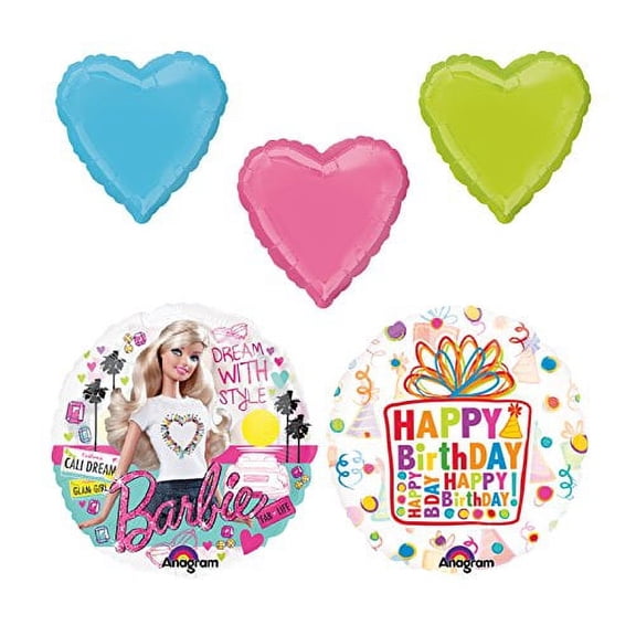 Anagram Barbie Balloons, Foil, 4 oz, (5 Piece)