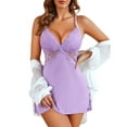 thumbnail image 2 of Avidlove Women Sexy Lingerie Lace Chemise Sleepwear Lingerie Nightgown Light Purple Small, 2 of 5
