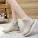 thumbnail image 1 of Botas de nieve de invierno de talla grande, con suela gruesa y punta redonda, sin cordones, informales, de estilo europeo y americano, de caña baja, cortas para mujer, 1 of 5