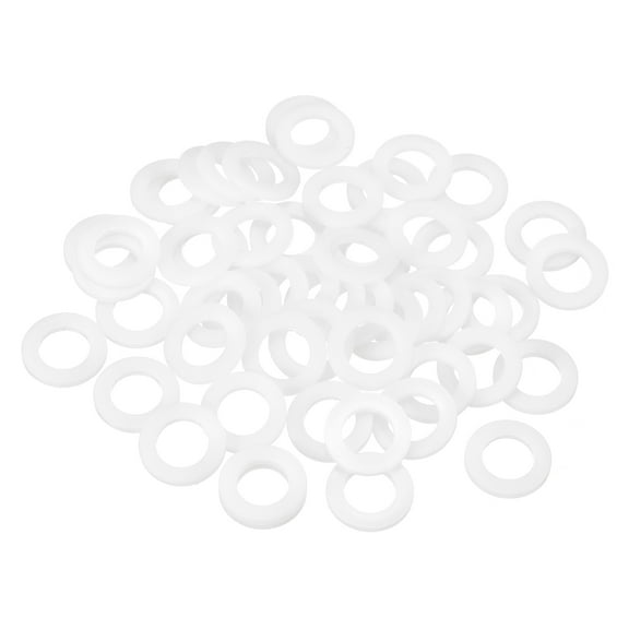 55Pcs M10 Nylon Flat Washers Plastic Washer 10mm ID 16mm OD 2mm Thick, White