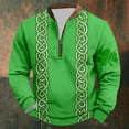 thumbnail image 2 of KKBOTIVE Men's St Patrick's Day 3D Print Sweatshirt Casual Quarter Zip Pullover Crew Neck Top for Mens Daily Festive Wear, Green Size: XXL, 2 of 5