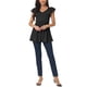 thumbnail image 2 of INSPIRAR CHIC Blusas de Mujer T Shirt con Volantes de Manga Corta Fluidas Ocultan Barriga Top Babydoll V Cuello S Negro, 2 of 5