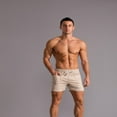 thumbnail image 2 of LYMAYTER ‌Men's Elastic Close-Fitting Shorts 4 Inch Elastic Drawstring Summer Big Pocket Shorts for S-4XL, 2 of 9