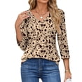 thumbnail image 3 of Fantaslook V Neck T Shirts for Women 3/4 Sleeve Tunic Tops Dressy Casual Blouses Boho Basics Tee Summer Fall Clothes, 3 of 8