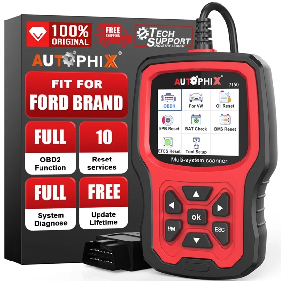 AUTOPHIX 7150 Full System Diagnostic Scan Tool Fit for Ford Lincoln Mercury All Function OBD2 Scanner with Engine ABS SRS SAS Oil EPB DPF TPMS Reset Code Reader Battery Registration Tool