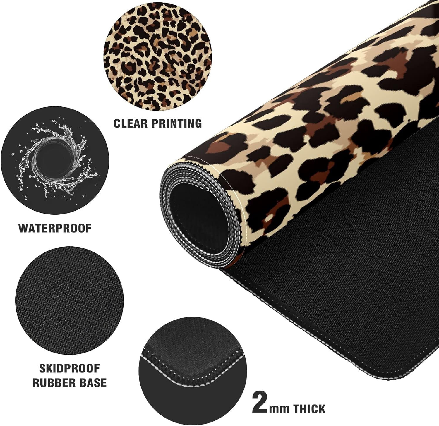 Leopard Print Desk Mat, Desk Accessory, Cute Workspace, Trendy Workspace, Trendy, 35.4x15.7in Large Gaming Mouse Pad, Cute Desk Topper, Pretty Desk Pad