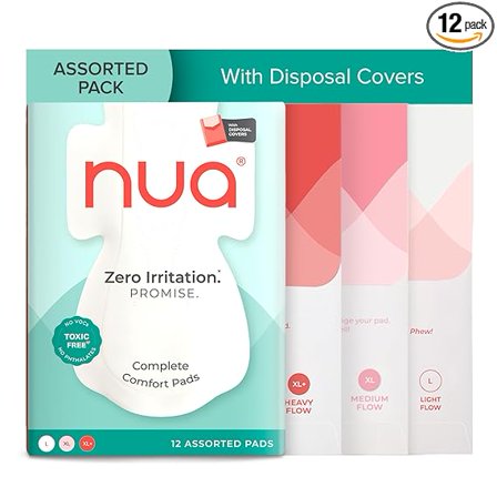 Nua Complete Comfort Sanitary Pads for Sensitive Skin | Pack of 2 (24 Pads)