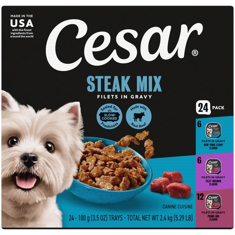 Cesar Filets in Gravy Variety Pack Dog Food, 24x3.5oz Trays photo 2