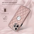 thumbnail image 3 of Logo View Design Compatible with iPhone 12 Pro Max Phone Case Luxury Diamond Plaid PU Leather Vintage Slim Non-Slip Soft Grip Shockproof Anti-fall Heavy Duty Protective Case Cover,Rosegold, 3 of 7