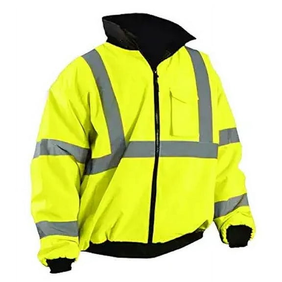Ergodyne GloWear 8377 Type R Class 3 Lime Quilted Bomber Jacket, High Visibility Reflective Insulation, X-Large