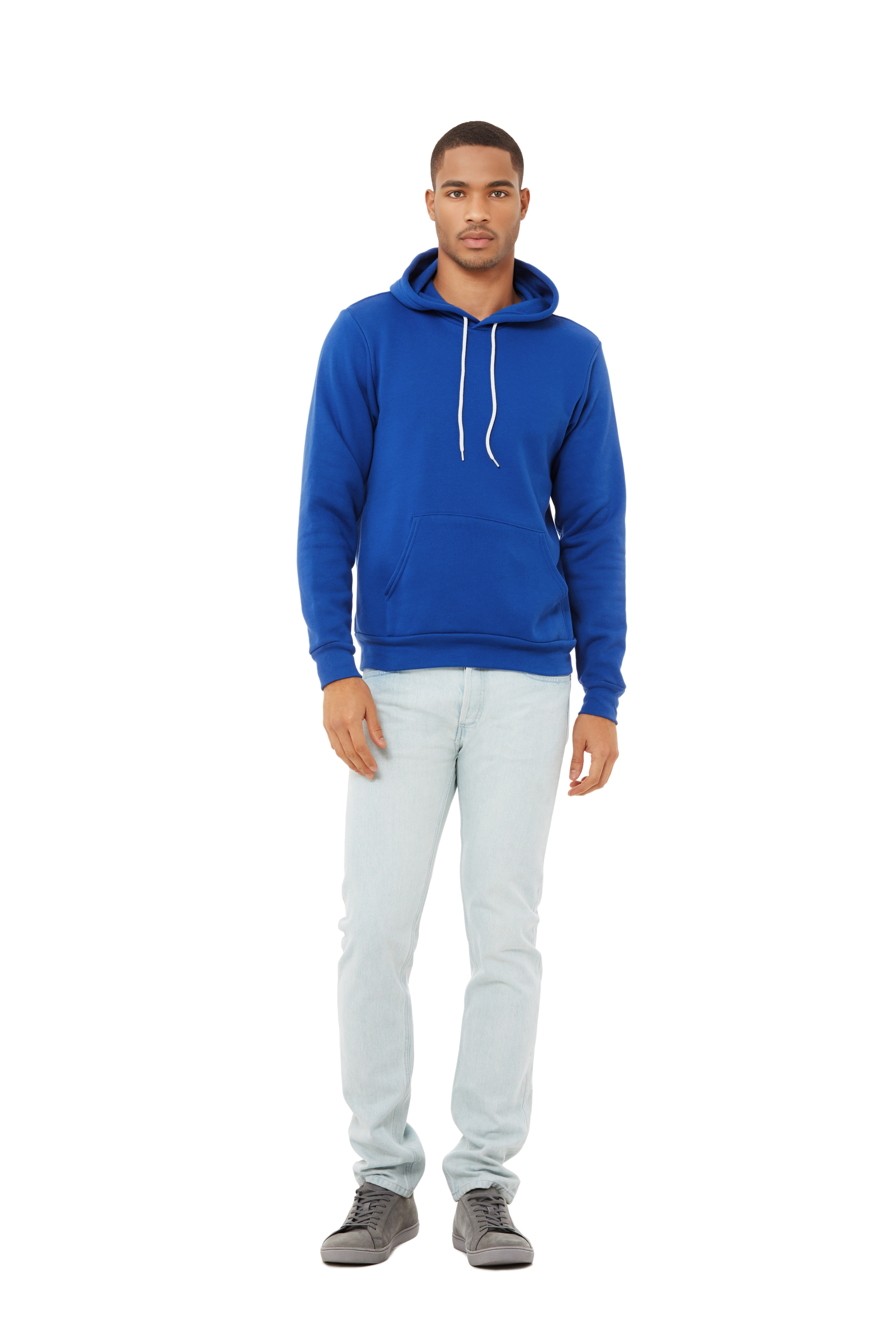 BELLA+CANVAS Adult Crew Neck Personalized Hoodie, Create your own Designs,True Royal, Large, Unisex