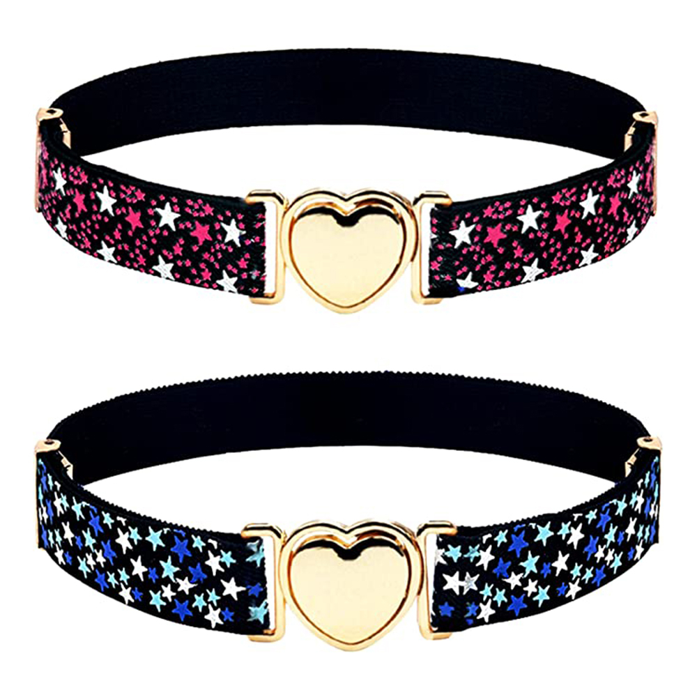 Dicasser Pack of 2 Children's Belts, Elastic Belt, Girls' Adjustable