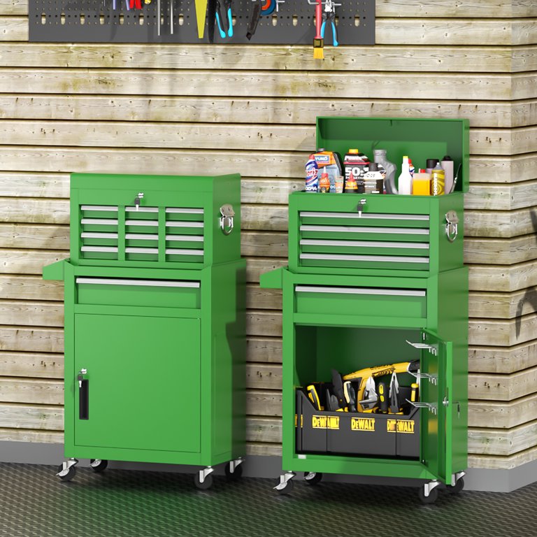 Suncrown, 5-Drawer Rolling Tool Storage Cabinet, Metal, Green