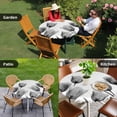 thumbnail image 4 of Black White Tulip Round Tablecloth for 45-54 Inch Tables,Fitted Table Cover with Elastic Edge,Spring Greyscale Leaf Flower Plant Waterproof Outdoor Table Cloth Protector for Patio Garden Dinner, 4 of 9