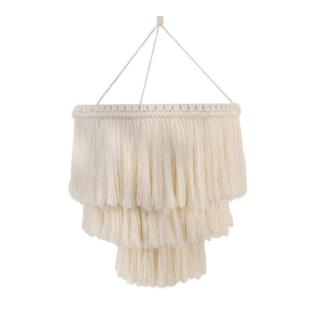 Shade de lámpara de macrame, cubierta de luz colgante de colgantes boho, escogida de lámparas bohemias para dormitorio, sala de estar, guardería, Estilo C