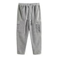 thumbnail image 3 of Cargo Pants for Men Corduroy Vintage Cargo Sweatpants Solid Color Elastic Waist Hop Streetwear Pants Casual Comfort, 3 of 4