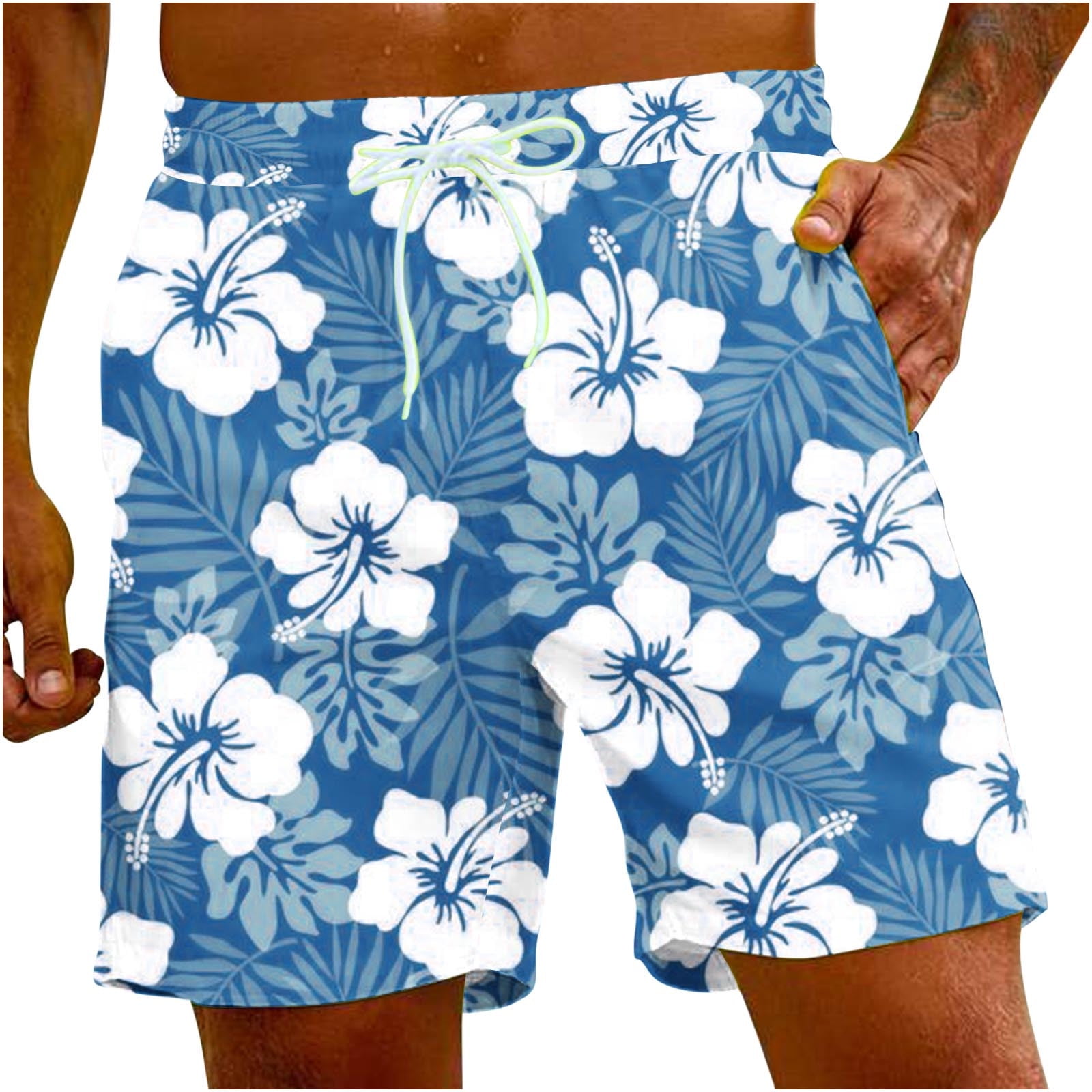 Xysaqa Mens Big Tall Swim Trunks Mens Swimming Shorts Floral