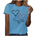 thumbnail image 2 of Sakmal Trendy Tops for Women 2024 Blue Short Sleeve Love Heart Crew Neck T-Shirts Ladies Shirts and Tops, 2 of 3