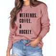 thumbnail image 3 of Sudadera informal de cuello redondo para mujer con estampado de letras, corte holgado para primavera y otoño con encanto en oro rosa, 3 of 5