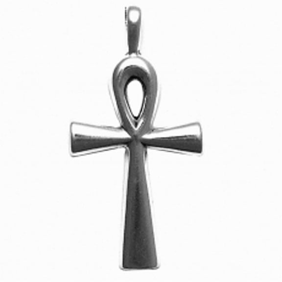Sterling Silver 18" 1.2mm Box Chain Large Plain Ankh Symbol Pendant Necklace