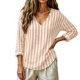 thumbnail image 5 of Neewe Womens Loose Casual Striped V Neck Long Sleeve Shirts Classic Blouses Tops with Spring Fall, 5 of 7