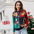 thumbnail image 2 of Wang6 Christmas Sweaters for Women Trendy Long Sleeve Knits Fall Winter Crew Neck Snowflake Christmas Tree Xmas Socks Printed Knit Pullovers Tops Red XL, 2 of 4