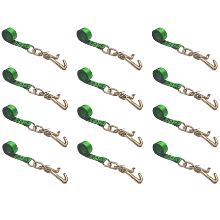 12 Pack 2" x 10' TJ Cluster Hook Car Strap for Wrecker Tow Truck Auto Hauling