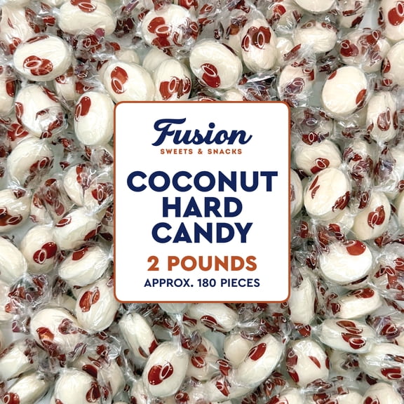 Coconut Hard Candy - 2 Pounds Individually Wrapped Candy, Creamy Filled Coconut Candy, Bulk Bag Old Fashioned Treats