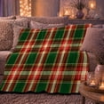 thumbnail image 5 of Green Tartan With Red And Cream Crossbars, Cozy Flannel Blanket with Traditional Tartan Plaid Print, Housewarming Gift for Traditional Plaid Enthusiasts, Home Decor for Bedroom and Living Room, 5 of 7