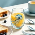thumbnail image 4 of Japceit Ocean Themed Stemless Wine Glass, Watercolor Blue Print Clear Tumbler, Nautical Beach Style Cup, For Wine Water Juice, Coastal Home Bar Drinkware Gift, 4 of 7