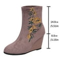 thumbnail image 5 of Oyedens Womens Wedge Boots Fashion Ethnic Suede High Heels Dress Ankle Booties Winter Fall Dress Boots, 5 of 7