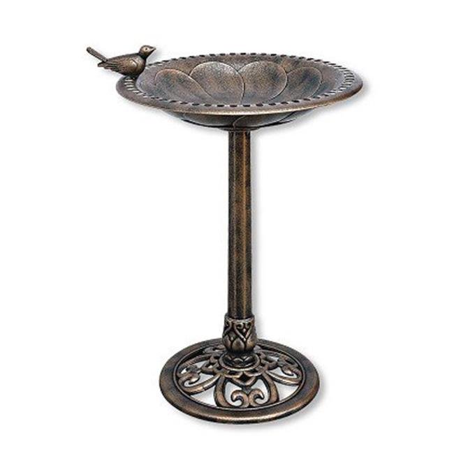 Bronze Plastic Resin Bird Bath with Decorative Base