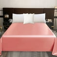 thumbnail image 6 of on Sale Ice Silk Satin Sheets, Queen Size Satin Bed Sheet Set, Cooling Soft and Hypoallergenic Sheets Wrinkle- Piece Thin Bed Sheet Piece - Coral Pink, 6 of 8