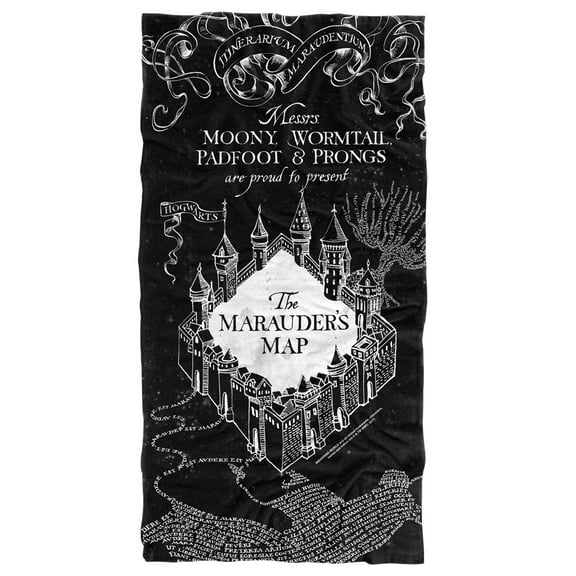 Harry Potter Black and White Map Officially Licensed Beach Towel 30' X 60'