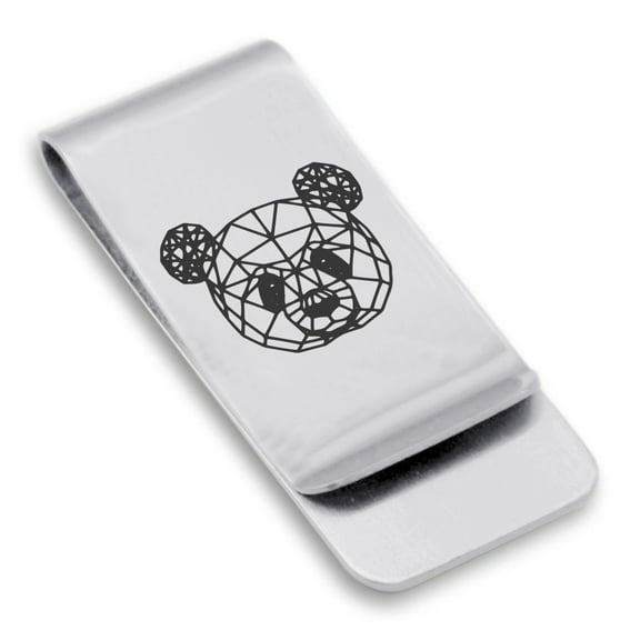 Stainless Steel Geometric Polygon Panda Animal Classic Slim Money Clip Credit Card Holder