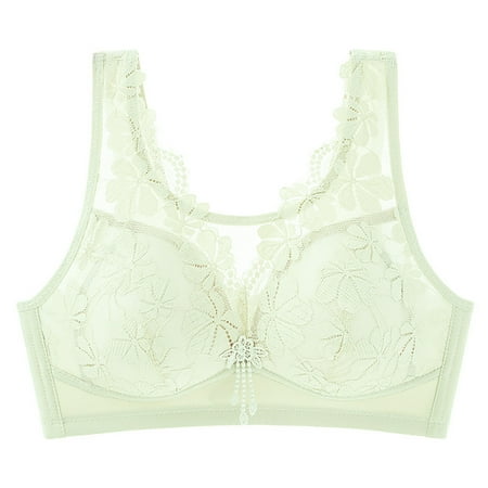 Audhol Bras for Women Non Ring Gathered Up Support Adjustment Anti Sagging Undershirt Type Skin Friendly Bra Female No Underwire Seamless Push Up Everyday Bras Green 42