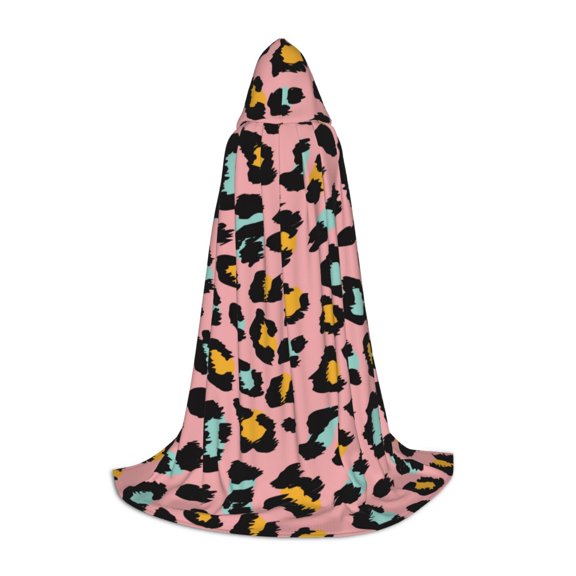 Honeii Leopard Print Poncho Cape, Cloak Coat, Snuggly Hooded Wearable Blanket, Hooded Cape For Teenagers,Halloween Costumes-Small