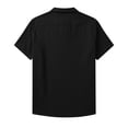 thumbnail image 6 of Men's Short Sleeve Shirt With Collar Casual Loose Fit Breathable Business Top 95% Cotton 5% Spandex Solid Color Daily Home | Zenithor,Black L, 6 of 9