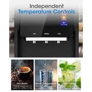 UrbanSync Top Loading Water Cooler Dispenser with Ice Maker, for 3 or 5 Gallon Bottle, Ice/Hot/Room/Cold, with Child Lock & Energy-efficient, Black