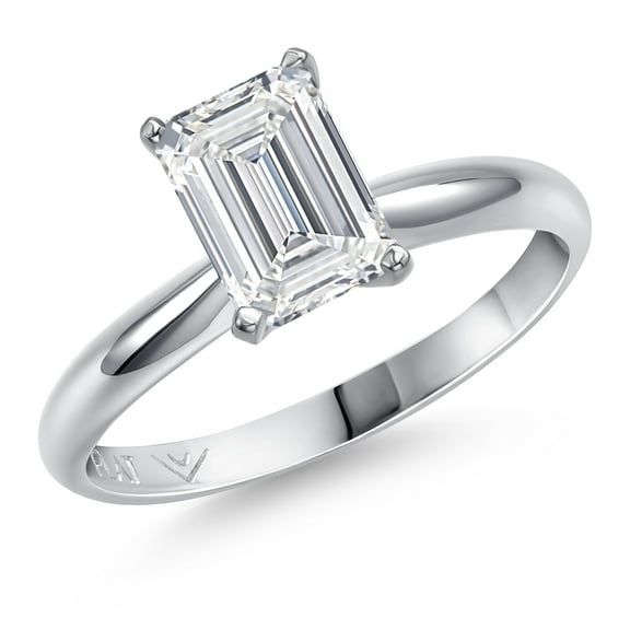 Gem Stone King 2.00 Ct Emerald Cut 900 Platinum IGI Certified Lab Grown Diamond Solitaire Engagement Ring for Women | F-G Color | VS Clarity (Size 8)