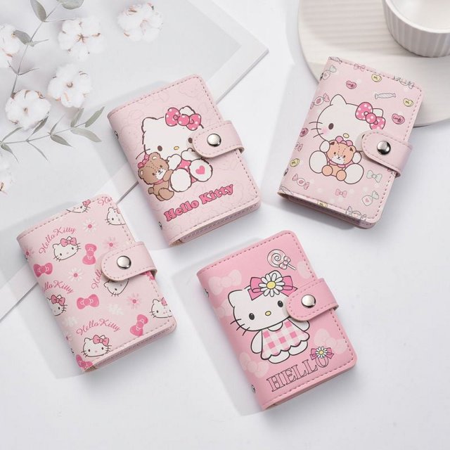 Tarjetero de dibujos animados lindo Hello KT para mujer, elegante, de nicho, Hello Kitty, de gran capacidad, compacto y práctico, delgado