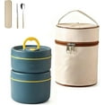 thumbnail image 1 of Portable Insulated Lunch Container Set, 4 Tier Separate Stackable Stainless Steel Lunch Container with Insulated Hot Food Bag, for Work, Camping, Picnics (Blue,2Set), 1 of 8