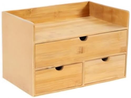 Desk Organizer Bamboo Tabletop Storage Organization Box For Office Home Supplies Small Desktop Simple Design Fit Vanity Mini Raw Wood Color Drawer Craft Cosmetic Letter Mail Sorter