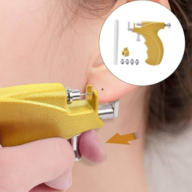 Ear Piercing Tool Kit Stainless Steel Ears Piercer Art Piercing Pairs Premium Machine Home Use Yellow