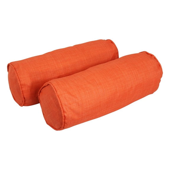 Blazing Needles Indoor/Outdoor Corded Bolster Pillow, 20" x 8", Tangerine Dream 2 Count