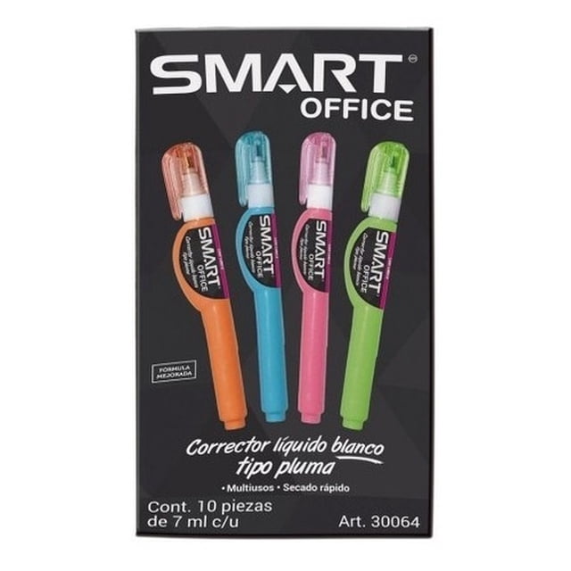 Corrector Líquido Pluma 7 Ml Con 10 Pz Cool Colors Smart AleJaz FPTFY