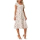 thumbnail image 4 of Vestido Midi Chic para Mujer, Verano, Cuello Cuadrado, Manga Corta, Estilo Boho, Floral, Talla XL, Rosa y Púrpura, 4 of 5