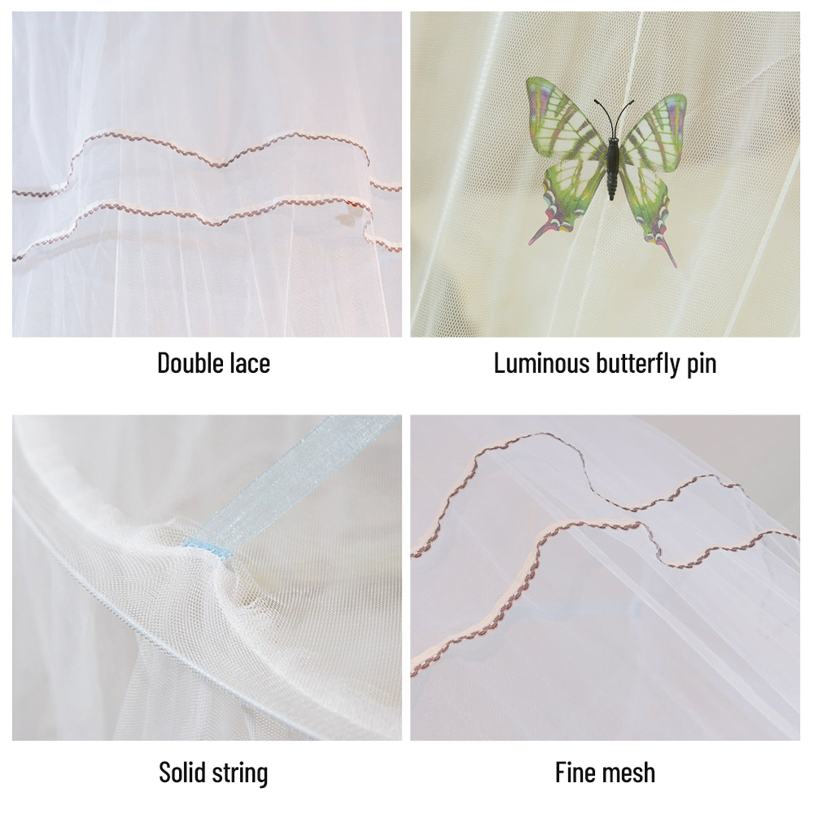 LAZIOEGR Classic White Dome Bed Canopy Fine Mesh Single Entrance Bed Net for 47.2 to 70.8 inches / 1.2 to 1.8 m Bed Elegant Princess Style Bedroom Decoration White