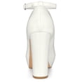 thumbnail image 3 of DARING DIVA Women's Platform Ankle Strap Chunky Heel Mary Janes Pumps White 10, 3 of 7